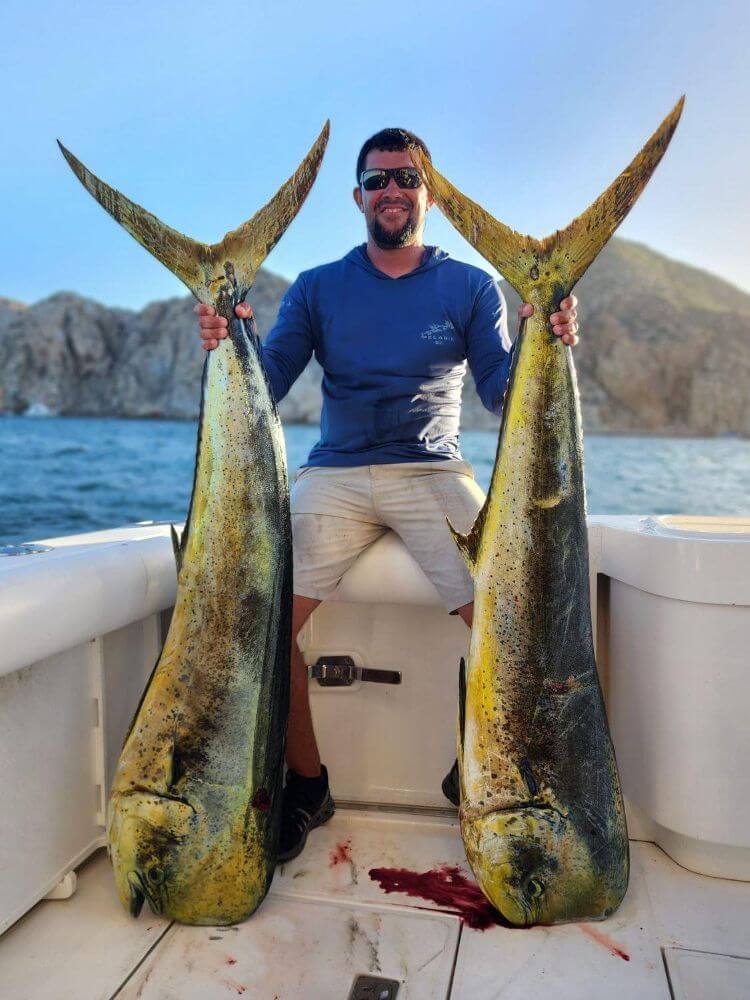 guy with two large bull dorados